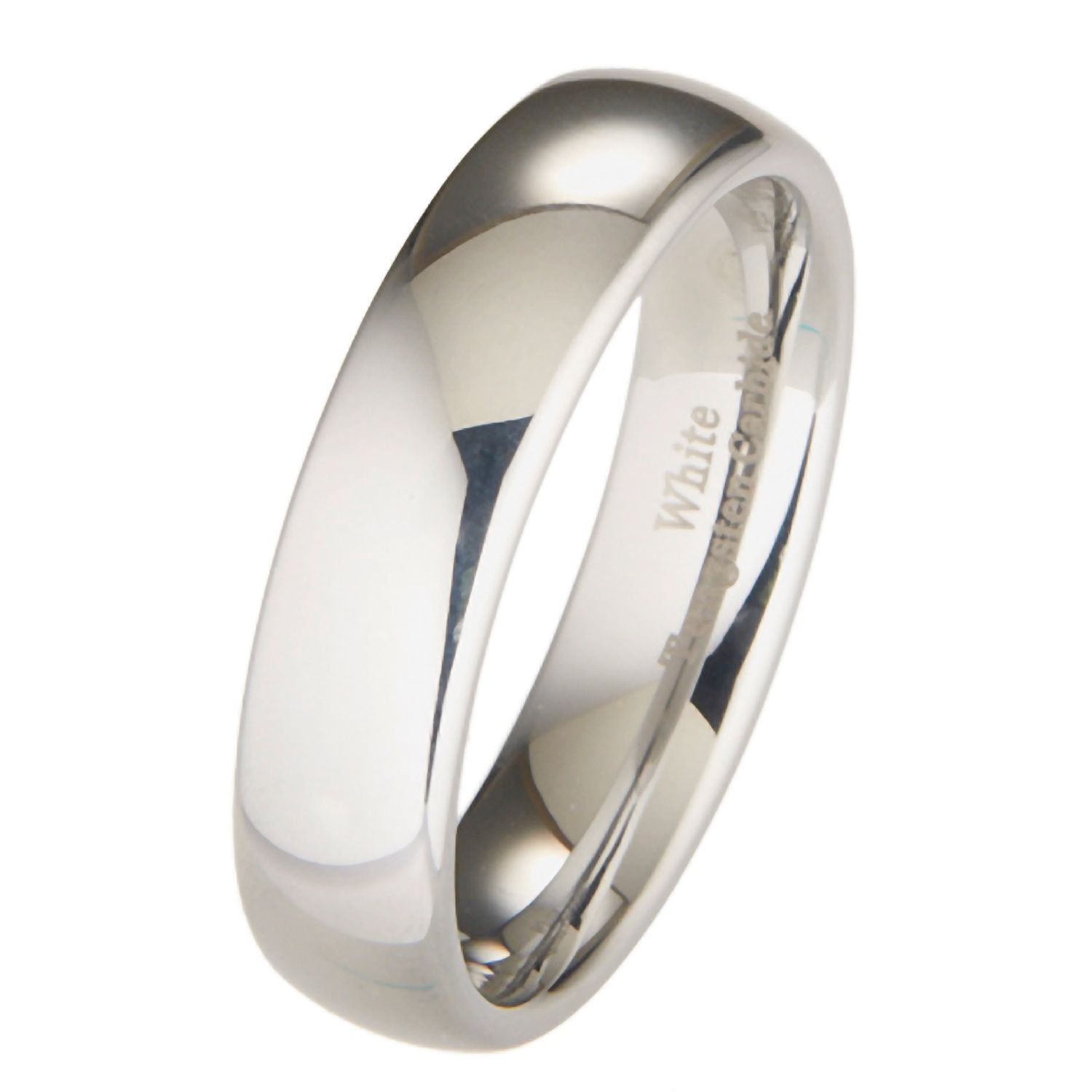MJ Metals Jewelry Mirror Polished Classic White Tungsten Carbide Ring