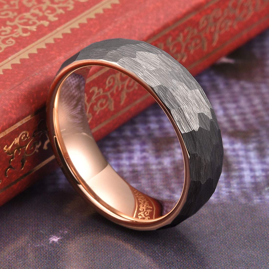 Three Keys Jewelry Hammered Tungsten Wedding Ring