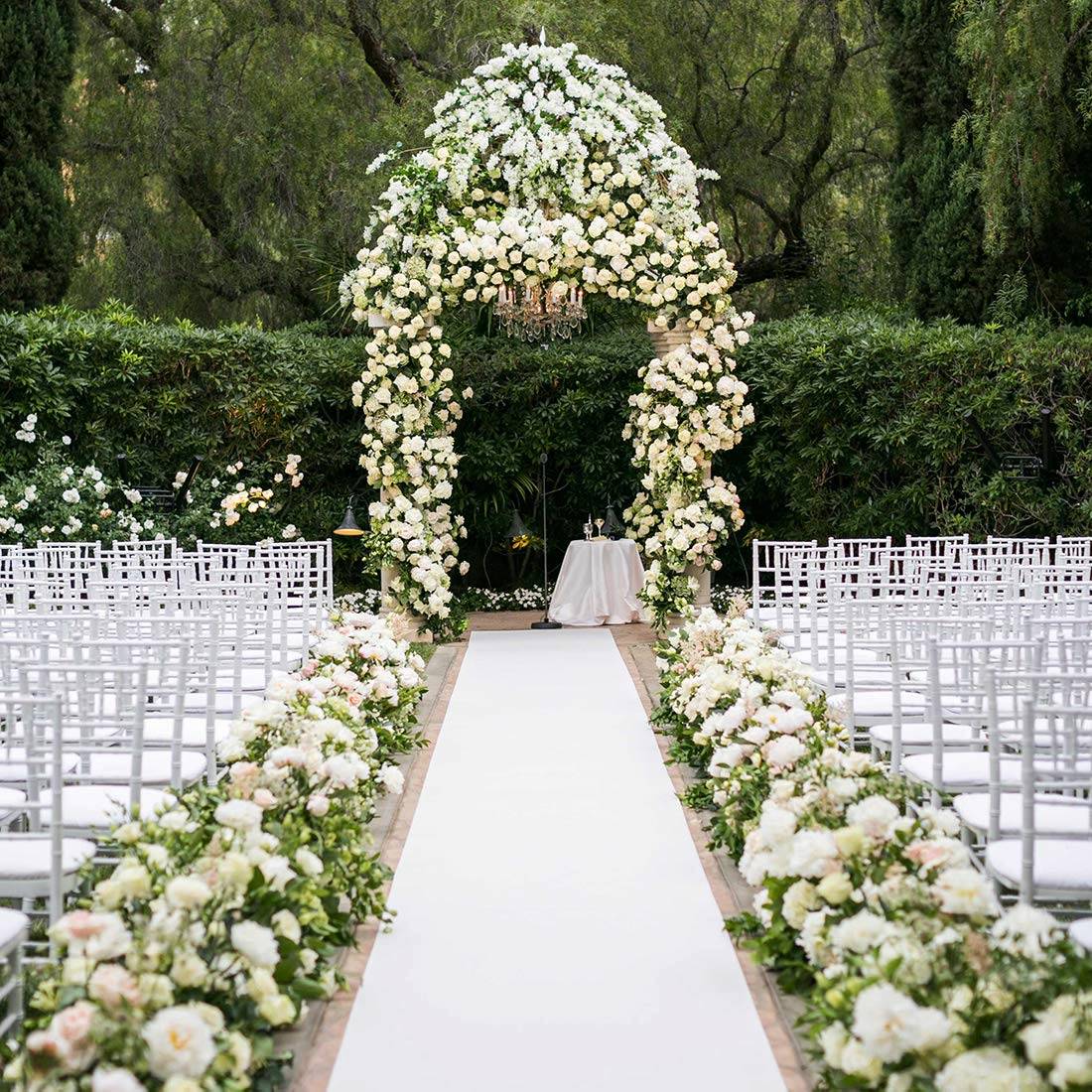 Healon white wedding aisle runner with subtle floral print